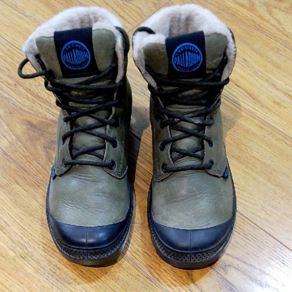 Palladium Olive and Black High-Top Boots